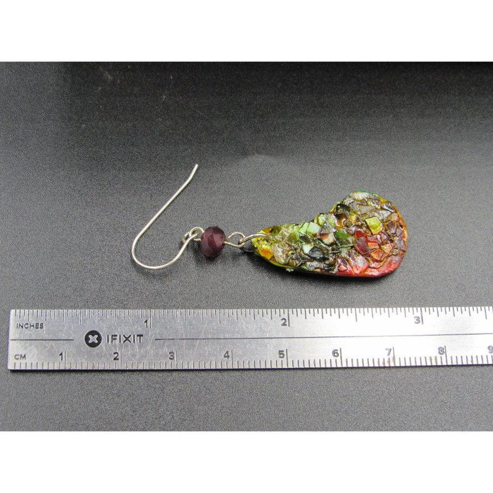 Sterling Silver Odd Shape Multicolored Painted Ha… - image 6